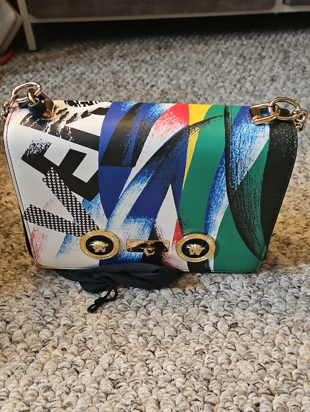Versace-Inspired Multicolor Brushstroke Shoulder Bag